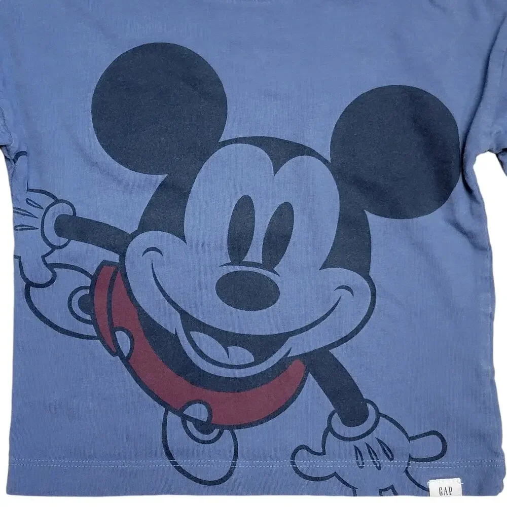 Gap Disney Mickey Mouse Tshirt Boys Sz 12/18M Blue Hello Friends Long Sleeve Top